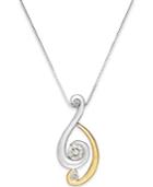Sirena Diamond Swirled Two-tone Pendant Necklace (1/4 Ct. T.w.) In 14k Gold