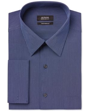 Alfani Men's Performance Midnight Blue Stripe French Cuff Dress Shirt, Only At Macy's