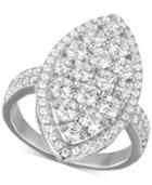 Cubic Zirconia Marquise Cluster Statement Ring In Sterling Silver