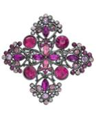 Charter Club Hematite-tone Pink Crystal Cross Pin