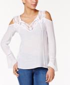 Thalia Sodi Crocheted Cold-shoulder Peasant Top, Only At Macy's