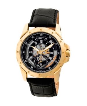 Heritor Automatic Armstrong Gold & Black Leather Watches 44mm