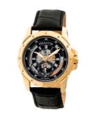 Heritor Automatic Armstrong Gold & Black Leather Watches 44mm