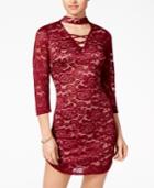 Crystal Doll Juniors' Lace-up Lace Choker Dress