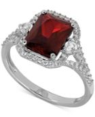 Lab-created Ruby (3-1/10 Ct. T.w.) And White Sapphire (3/8 Ct. T.w.) Ring In Sterling Silver
