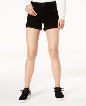 American Rag Juniors' Ripped Cuffed Black Denim Shorts, Created For Macy's