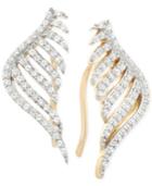Wrapped Diamond Leaf Ear Cuff Earrings (1/3 Ct. T.w.) In 10k Yellow Gold