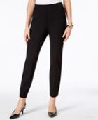 Alfani Pull-on Faux Leather Trim Skinny Knit Pants, Created For Macy's