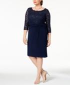 Alex Evenings Plus Size Sequined Lace & Ruched Dress
