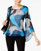 Alfani Printed Angel-sleeve Blouse, Only At Macy's
