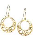 Open Circle Detailed Drop Earrings In 10k Gold
