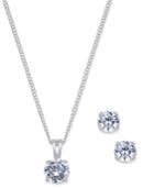 Charter Club Silver-tone Crystal Pendant Necklace And Matching Stud Earrings