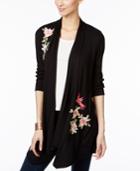 Inc International Concepts Petite Floral-print Draped Cardigan, Only At Macy's