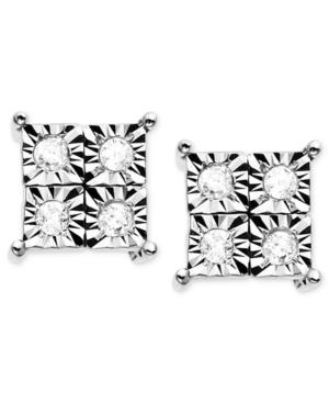 Diamond Accent Square Earrings In 14k White Gold