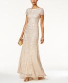 Adrianna Papell Petite Sequined Train Gown