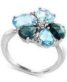 Effy Blue Topaz (5-3/8 Ct. T.w.) & Diamond (1/10 Ct. T.w.) Ring In 14k White Gold