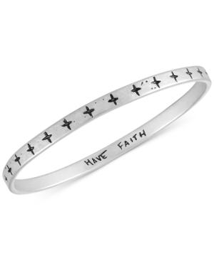 Rachel Rachel Roy Silver-tone Etched Cross Bangle Bracelet