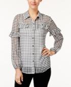 Style & Co Ruffled Checkered Blouse, Created For Macy's