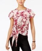 Lily Black Juniors' Tie-hem T-shirt
