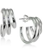 Giani Bernini Three-row J-hoop Earrings In Sterling Silver, Only At Macy's