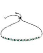 Lab-created Emerald (5/8 Ct. T.w.) & White Sapphire (5/8 Ct. T.w.) Bolo Bracelet In Sterling Silver