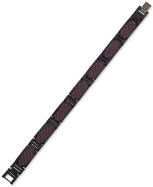 Esquire Men's Jewelry Bracelet In Red Carbon Fiber And Black Ion-plated Stainless Steel, Only At Macy's