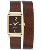 Nine West Women's Chocolate Brown Imitation Leather Double Wrap Strap Watch 22x31mm Nw-1954bnbn