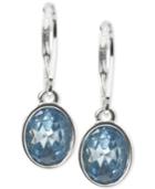 Anne Klein Silver-tone Oval Stone Drop Earrings