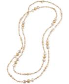 Carolee Gold-tone Imitation Multicolor Pearl Long Rope Necklace