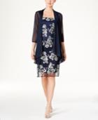 R & M Richards Floral-embroidered Dress And Jacket