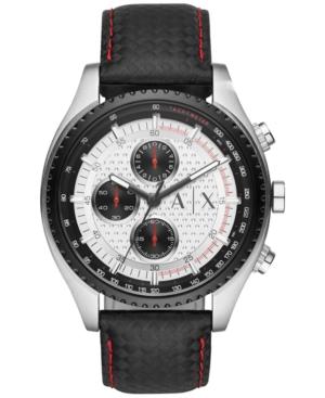 Ax Armani Exchange Men's Chronograph Black Leather Strap Watch 45mm Ax1611