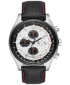 Ax Armani Exchange Men's Chronograph Black Leather Strap Watch 45mm Ax1611