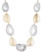 Lonna & Lilly Gold-tone Textured Bead And Agate Stone Collar Necklace
