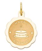 14k Gold Charm, Happy Birthday Charm