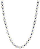 Cultured Freshwater Pearl (8mm) And Sapphire (28-1/2 Ct. T.w.) 18 Necklace In 14k Gold