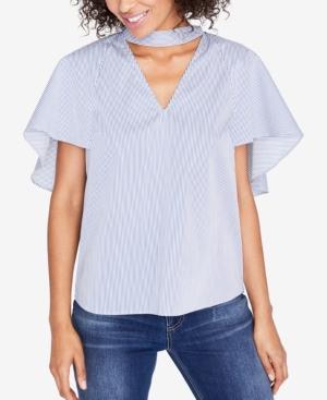Rachel Rachel Roy Striped Flutter-sleeve Top, Created For Macy's