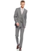 Calvin Klein Grey Plaid Vested Slim-fit Suit