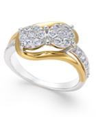 Two Souls, One Love Diamond Cluster Anniversary Ring (3/4 Ct. T.w.) In 14k Gold And White Gold