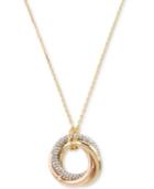 Kenneth Cole New York Tri-tone Pave Triple-ring Pendant Necklace