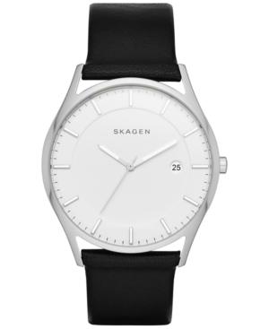 Skagen Men's Slim Holst Black Leather Strap Watch 40mm Skw6283