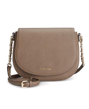 Calvin Klein Saffiano Leather Saddle Crossbody Bag