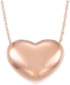 Signature Gold Puff Heart Pendant Necklace In 14k Rose Gold Over Resin, Created For Macy's