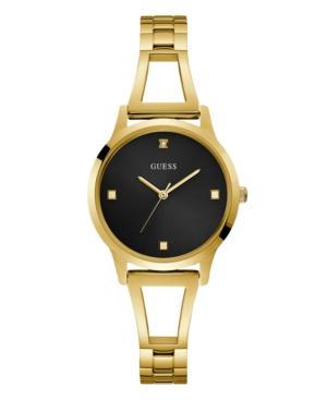 Guess Women's Gold Black Diamond Self-adjustable G-link Watch 25mm