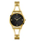 Guess Women's Gold Black Diamond Self-adjustable G-link Watch 25mm