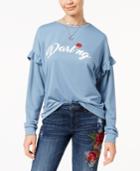 Pretty Rebellious Juniors' Ruffled Darling Graphic Sweatshirt