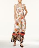 Eci Floral-print Mixed-media Maxi Dress