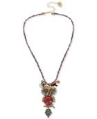 Betsey Johnson Gold-tone Multi-stone Owl Purple Cord Pendant Necklace