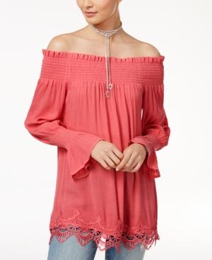 One Hart Juniors' Off-the-shoulder Peasant Top, Created For Macy's