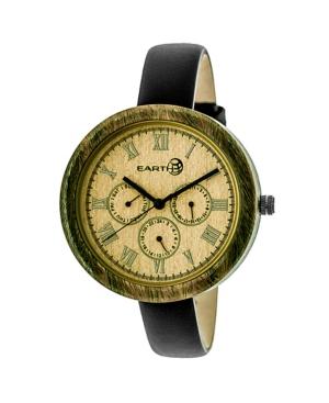 Earth Wood Brush Leather-band Watch W/day/date Olive 40mm