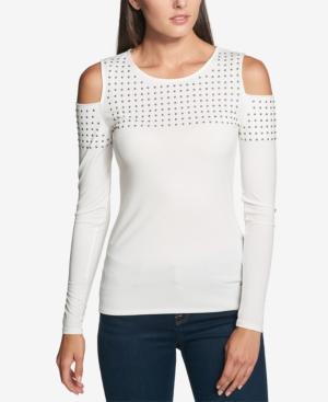 Tommy Hilfiger Studded Cold-shoulder Top, Created For Macy's